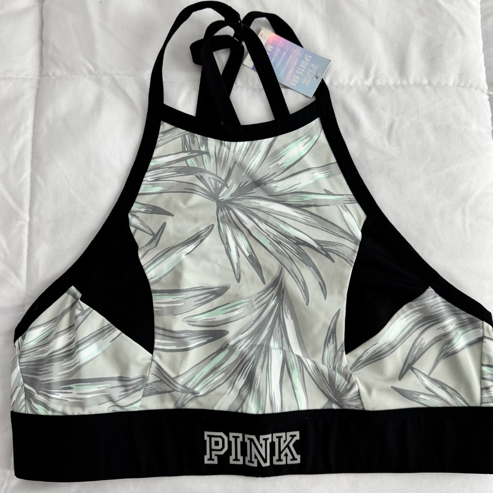 PINK Victoria's Secret Black and White Patterned Sports Bra